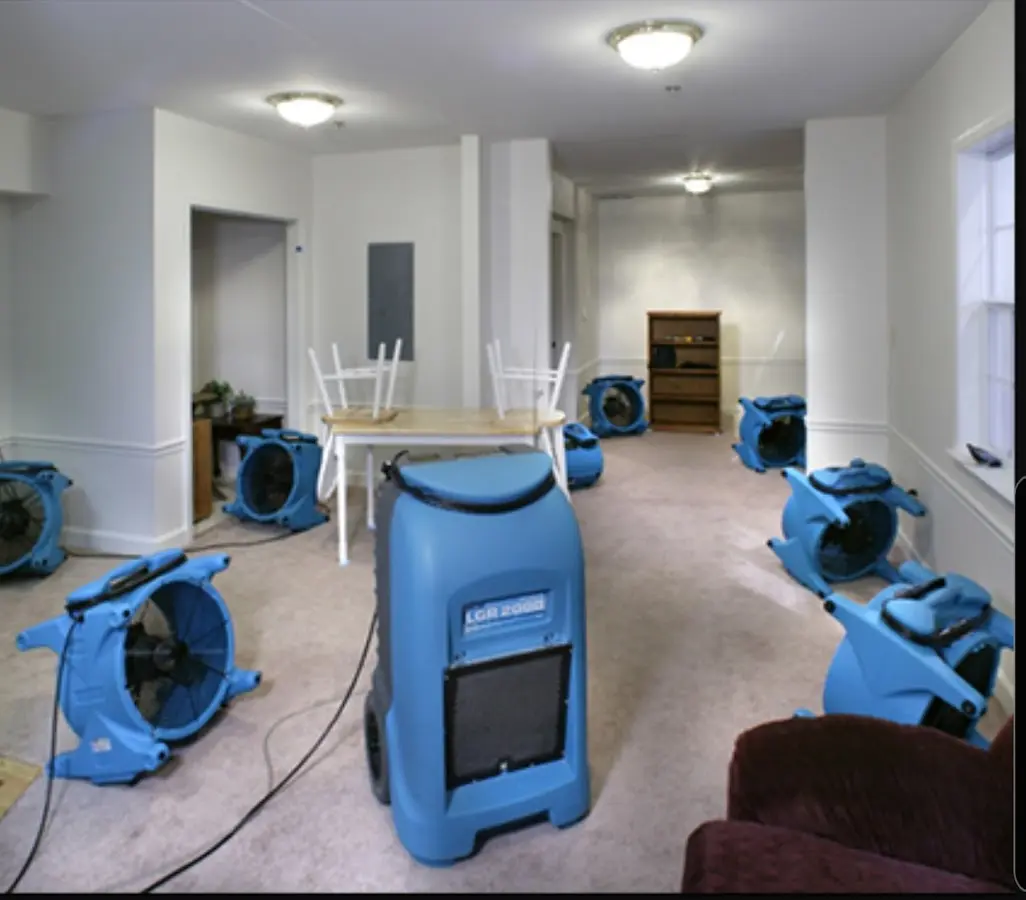 Air movers and dehumidifier setup for Water Extraction & Removal in Passaic