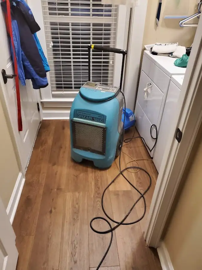 Commercial dehumidifier deployed for Flood Damage Cleanup in Passaic